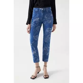 Брюки Salsa Jeans Destiny Jacquard Cropped Flare, синий