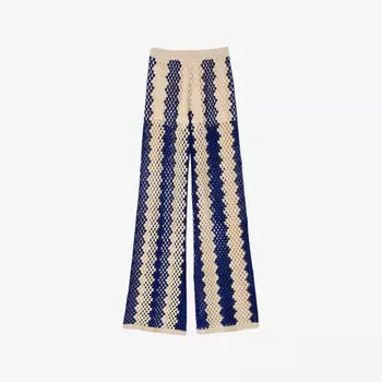 Брюки Sandro из хлопковой смеси с ажурной вязкой, синий