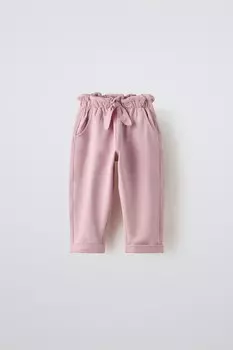 Брюки саруэль ZARA, пастельно-розовый