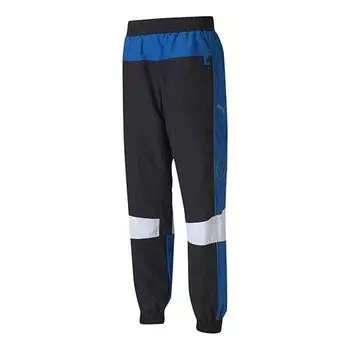 Брюки scuderia ferrari race street woven pants 'black white blue' Puma, черный