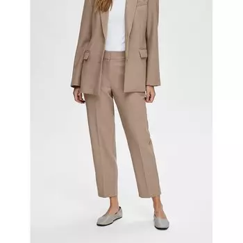 Брюки Selected Rita-Ria Crop, бежевый
