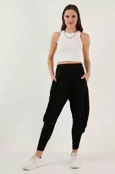 Брюки-шалвар свободного покроя с высокой талией и карманами 5865027 Lela