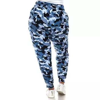 Брюки-шаровары с камуфляжным принтом больших размеров белого цвета White Mark, черный