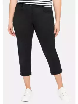 Брюки Sheego 7/8 "больших размеров" из качественного хлопка стрейч, черный
