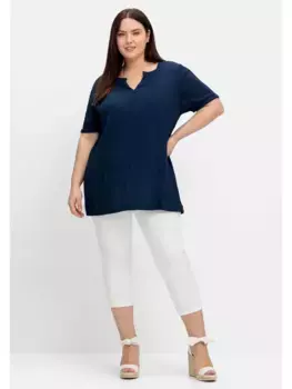 Брюки Sheego 7/8 "больших размеров", с эластичным поясом, из эластичного твила, белый