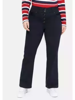 Брюки Sheego Bootcut "больших размеров" с характерной планкой на пуговицах, синий