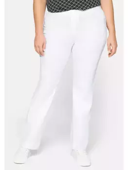 Брюки Sheego стрейч "Большие размеры", "Die Bootcut" с узким поясом, белый