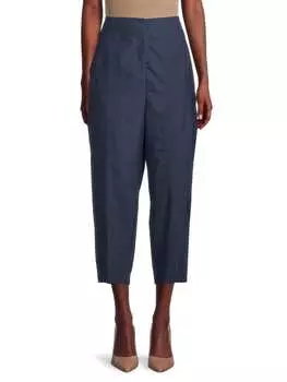 Брюки Шелковые Akris Windowpane в клетку, navy