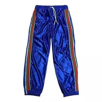 Брюки shiny jersey pant with web 'bluette mix' Gucci, голубой