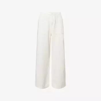 Брюки широкие Good American средней посадки, белый