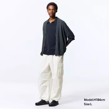 Брюки широкие GU на шнурке, черный