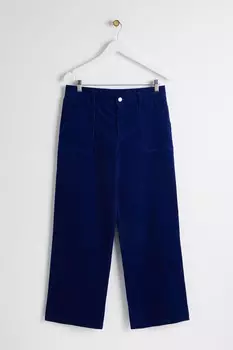 Брюки широкие из вельвета с фестончатыми карманами Oliver Bonas, синий