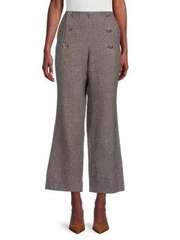 Брюки Широкие Шерстяные Двубортные Sonia Rykiel, коричневый / синий