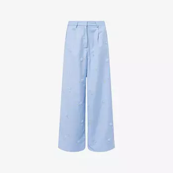 Брюки широкие Sister Jane с эффектом василька, синий