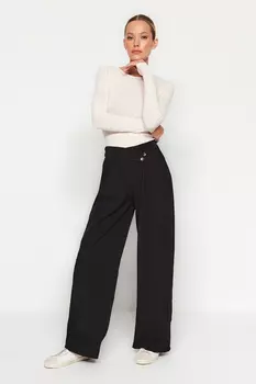 Брюки широкие Trendyol с поясом, черный