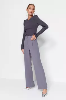 Брюки широкие Trendyol со складками, серый