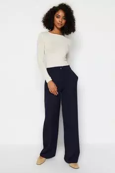 Брюки широкие Trendyol тканые, темно-синий