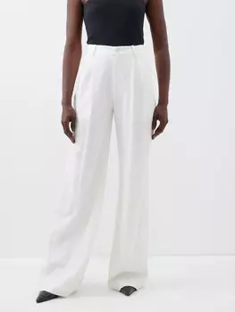 Брюки широкого кроя flavie из шерстяной ткани de poudre Nili Lotan, белый