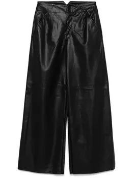 Брюки широкого кроя из искусственной кожи DKNY, черный