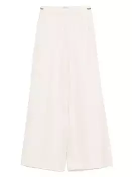 Брюки широкого кроя из смесового льна MAX MARA, нейтральный