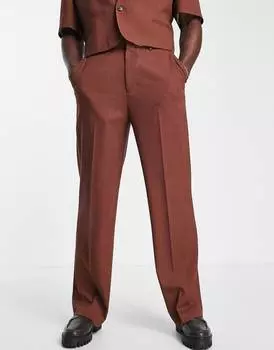 Брюки широкого кроя с микротекстурой цвета ржавчины ASOS DESIGN