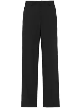 Брюки широкого кроя с треугольным логотипом Prada, черный