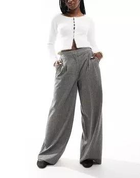 Брюки широкого кроя с узором «ёлочка» ASOS DESIGN