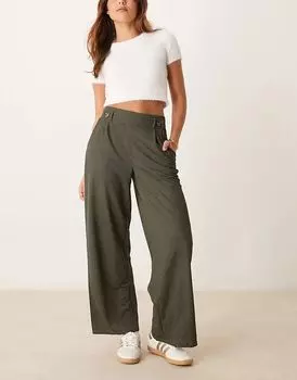 Брюки широкого кроя с высокой талией серого цвета JDY