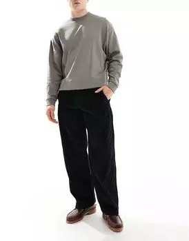 Брюки широкого кроя со шнурком черного цвета Jack & Jones