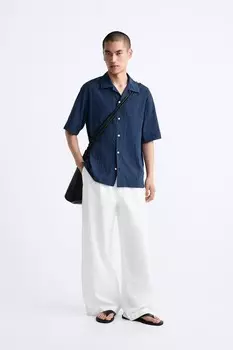 Брюки широкого кроя со складками ZARA, белый