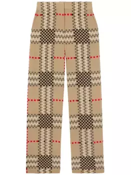 Брюки широкого кроя в клетку Pixel Check BURBERRY, нейтральный