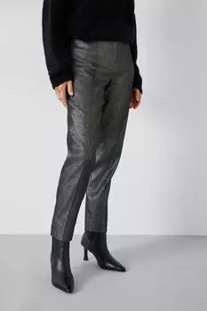 Брюки-Сигареты цвета металлик-орех Hush, черный