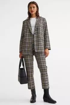 Брюки-сигареты H&M, серый/клетчатый
