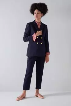 Брюки-сигареты из льняной смеси Mariner LK Bennett, синий