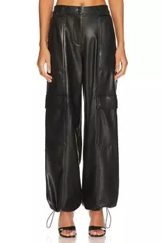 Брюки SIMKHAI Luxe Faux Leather Cargo, черный