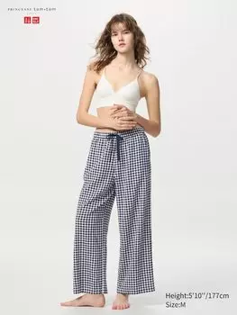 Брюки сирсакер легкие (в клетку) Uniqlo, синий