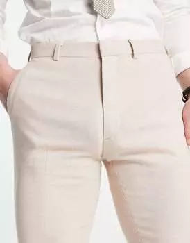 Брюки скинни из смесовой шерсти ASOS каменного плетения