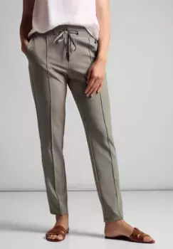 Брюки-скинни STREET ONE, эластичный пояс с кулиской, слоновая кость