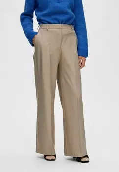 Брюки Slfeliana Hw Wide Noos Selected Femme, цвет beige mottled beige