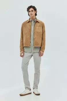 Брюки slim fit из хлопкового твила H&M, серый