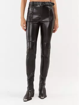 Брюки slim fit из искусственной кожи Patrizia Pepe, черный