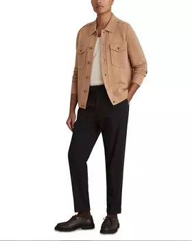 Брюки Slim Fit с боковыми регулировками в полоску REISS, синий