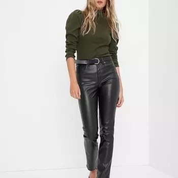 Брюки slim-fit с глянцевым эффектом Gap, черный