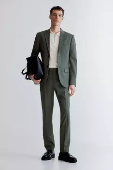 Брюки slim fit suit H&M, зеленый