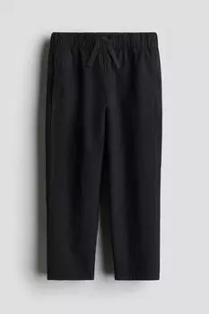 Брюки-Слипоны из смесового льна H&M, черный