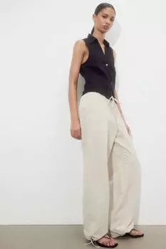 Брюки-Слипоны из смесового льна H&M, бежевый