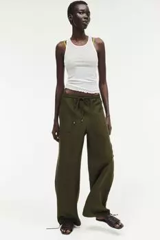 Брюки-Слипоны из смесового льна H&M, хаки