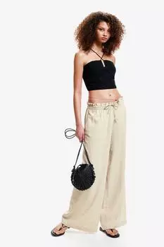 Брюки-Слипоны из смесового льна H&M, бежевый