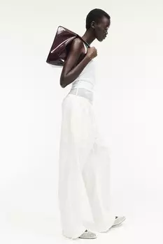 Брюки слипоны из смесового льна H&M, белый