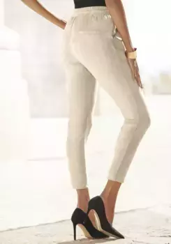 Брюки-слипоны LASCANA из искусственной замши с карманами, удобные тканевые брюки, бежевый